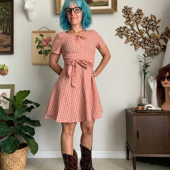 Yi Ren Zui Dresses & Skirts - NWT Pale Pink Plaid Fit & Flare Dress by YiRenZui